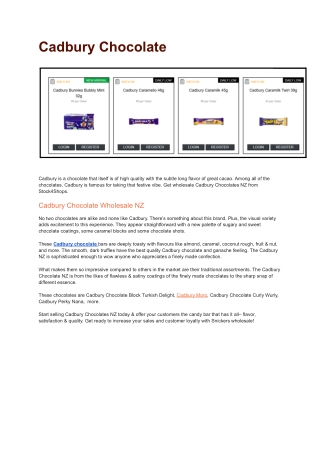 Cadbury Chocolate in NZ at Wholesale Prices
