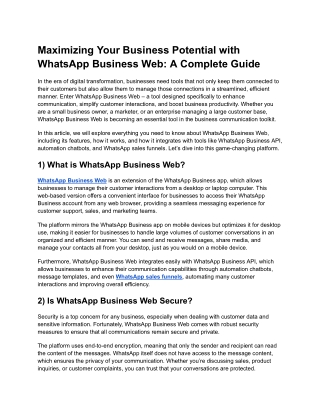 Maximizing Your Business Potential with WhatsApp Business Web_ A Complete Guide