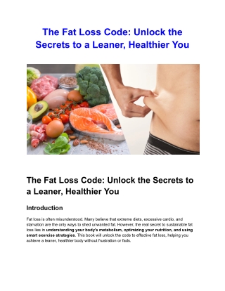 The Fat Loss Code Unlock the Secrets to a Leaner, Healthier You