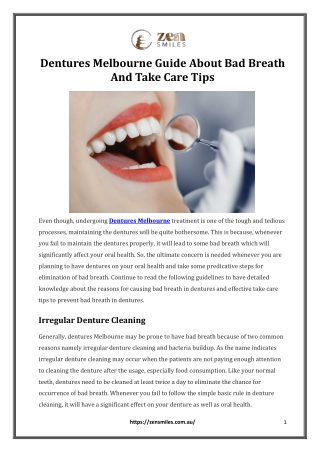 Dentures Melbourne Guide About Bad Breath And Take Care Tips