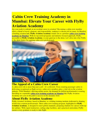 Cabin Crew Training Academy in Mumbai