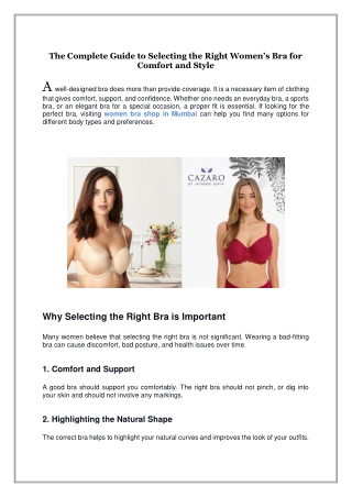 The Complete Guide to Selecting the Right Women Bra for Comfort and Style
