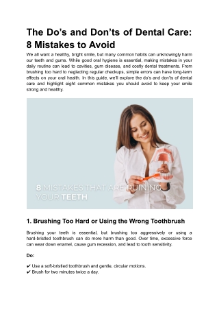 The Do’s and Don’ts of Dental Care 8 Mistakes to Avoid