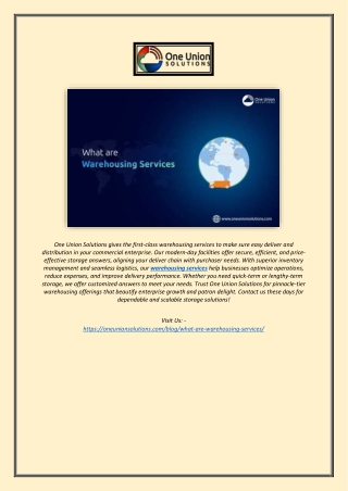 Best Warehousing Services | Reliable Storage Solutions – One Union Solutions