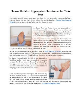 Choose the Most Appropriate Treatment for Your Feet