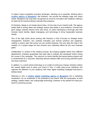 Creative Agency in Bangalore