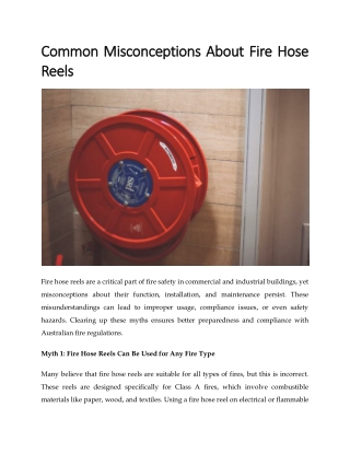 Common Misconceptions About Fire Hose Reels