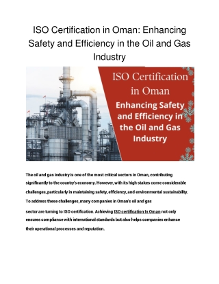 ISO Certification in Oman_ Enhancing Safety and Efficiency in the Oil and Gas Industry