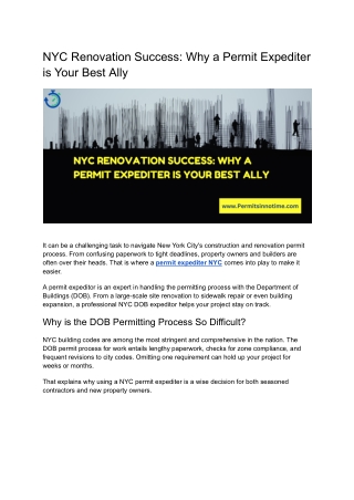 NYC Renovation Success_ Why a Permit Expediter is Your Best Ally