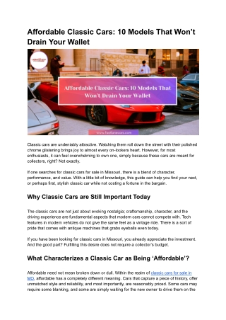 Affordable Classic Cars_ 10 Models That Won’t Drain Your Wallet