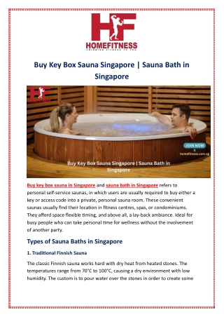 Buy Key Box Sauna Singapore | Sauna Bath in Singapore