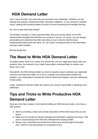 HOA Demand Letter