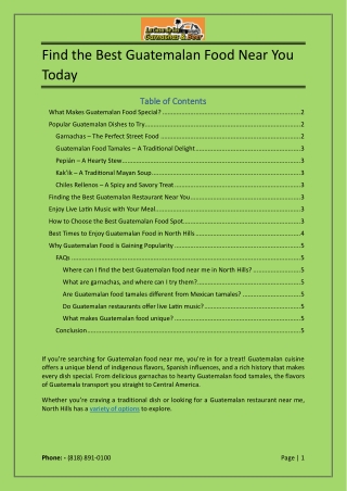 Find the Best Guatemalan Food Near You Today