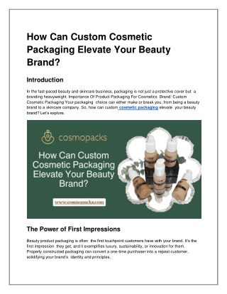 How Can Custom Cosmetic Packaging Elevate Your Beauty Brand