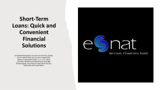 Short-Term Loans- Quick and Convenient Financial Solutions