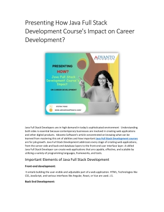 Presenting How Java Full Stack Development Course's Impact on Career Development