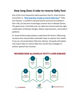How long Does it take to reverse fatty liver