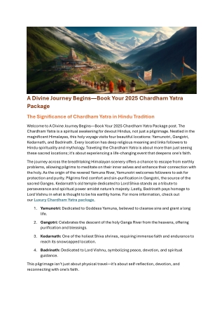 A Divine Journey Begins—Book Your 2025 Chardham Yatra Package