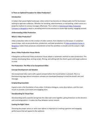 Isthereanoptimalprocedureforvideoproduction