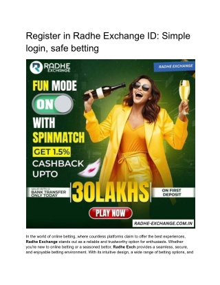Register in Radhe Exchange ID_ Simple login, safe betting