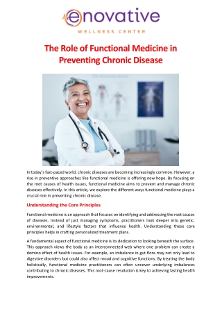 The Role of Functional Medicine in Preventing Chronic Disease