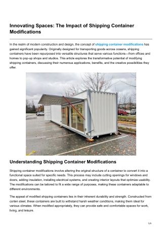 Innovating Spaces The Impact of Shipping Container Modifications