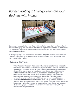 Banner Printing in Chicago Promote Your Business with Impact