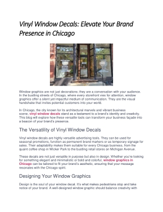 Vinyl Window Decals Elevate Your Brand Presence in Chicago