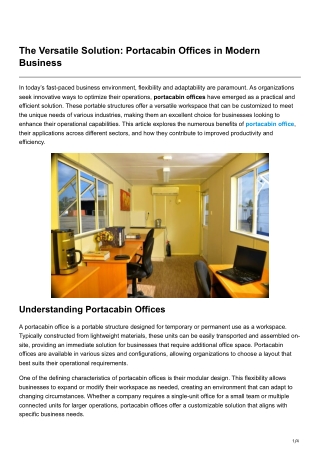 The Versatile Solution Portacabin Offices in Modern Business