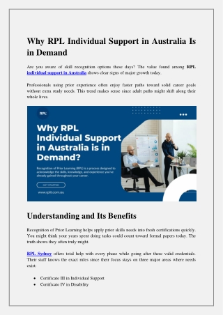 Why RPL Individual Support in Australia Is in Demand?