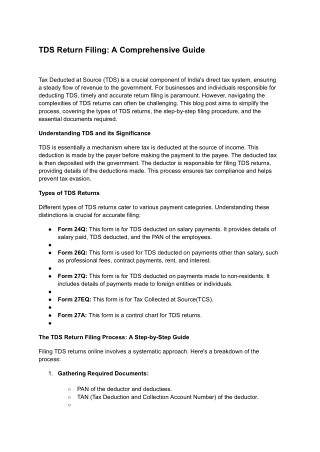 TDS Return Filing- A Comprehensive Guide