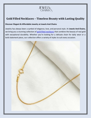 Gold Filled Necklaces – Timeless Beauty with Lasting Quality