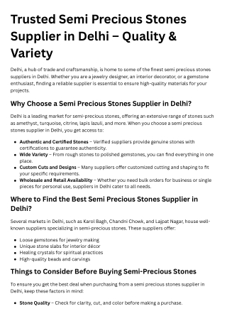 Trusted Semi Precious Stones Supplier in Delhi – Quality & Variety