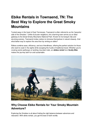 Ebike Rentals in Townsend, TN_ The Best Way to Explore the Great Smoky Mountains