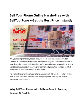 Sell Your Phone Online Hassle-Free with SellYourFone – Get the Best Price Instantly