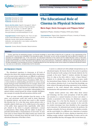 The Educational Role of Cinema in Physical Sciences