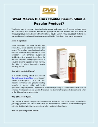 What Makes Clarins Double Serum 50ml a Popular Product