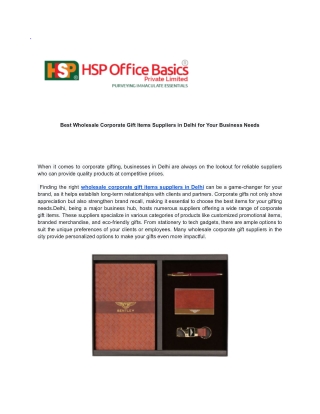 Best Wholesale Corporate Gift Items Suppliers in Delhi for Your Business Needs
