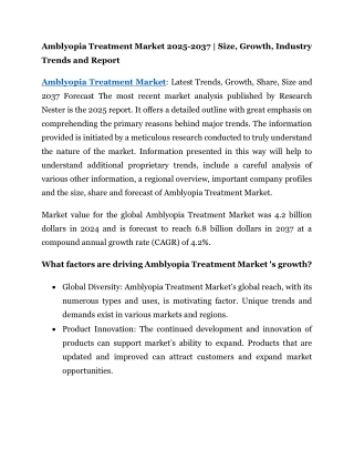 Amblyopia Treatment Market