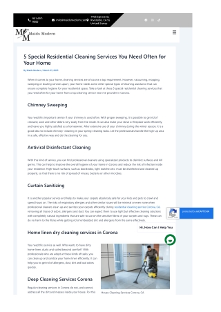 Special Residential Cleaning Services You Need Often for Your Home