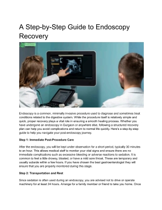 A Step-by-Step Guide to Endoscopy Recovery