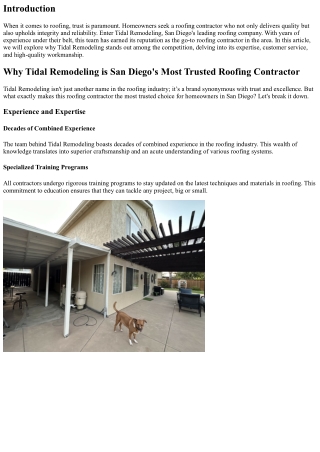 Why Tidal Remodeling is San Diego's Most Trusted Roofing Contractor