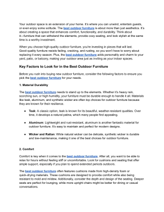 The Best Materials for Outdoor Furniture and Why They Matter