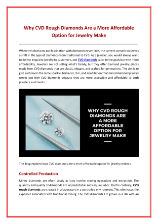 Why CVD Rough Diamonds Are a More Affordable Option for Jewelry Make