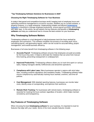 Top Timekeeping Software Solutions for Businesses in 2025