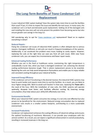 The Long-Term Benefits of Trane Condenser Coil Replacement