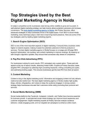 Top Strategies Used by the Best Digital Marketing Agency in Noida