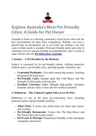 Explore Australia’s Most Pet-Friendly Cities: A Guide for Pet Owner