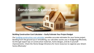Building Construction Cost Calculator – Easily Estimate Your Project Budget