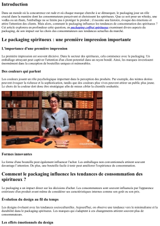 Comment le packaging influence les tendances de consommation des spiritueux ?